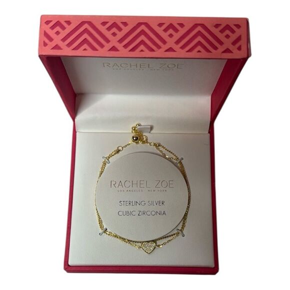 Rachel Zoe Sterling Silver/Cubic Zirconia Double Chain Bracelet. - Picture 1 of 5